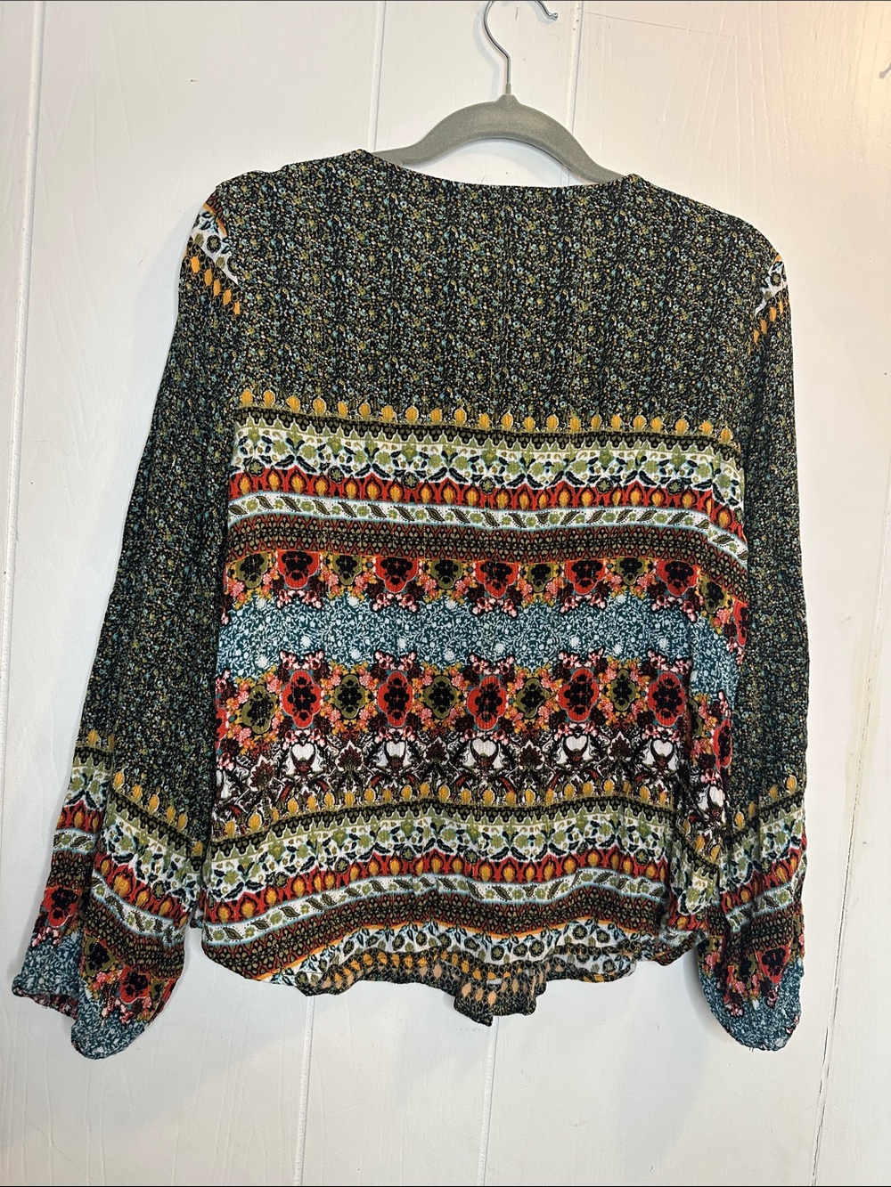 Paisley & Gray Multicolor Lace-Up Boho Tunic - Floral Stripe - Picture 11 of 12